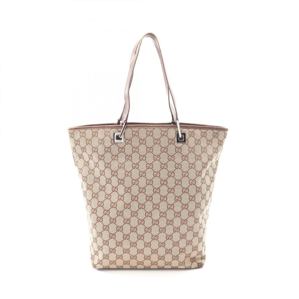 Gucci Joy GG Canvas Leather Tote Bag Tan Brown